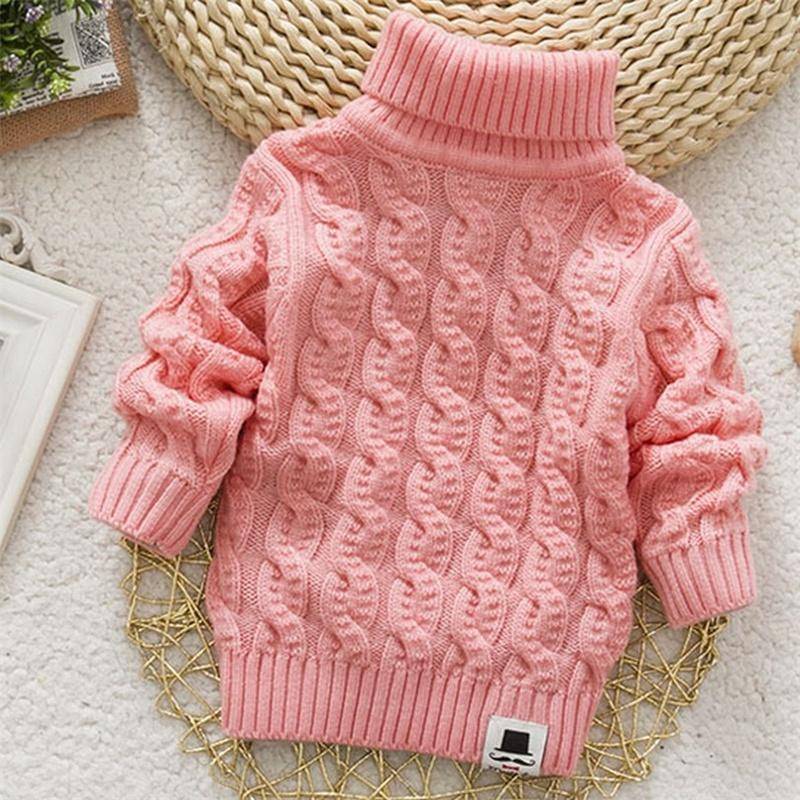 Rollkragenpullover für Jungen und Mädchen, einfarbig, für Babys und Kinder, weicher, warmer Pullover 90cm von Joom DACH