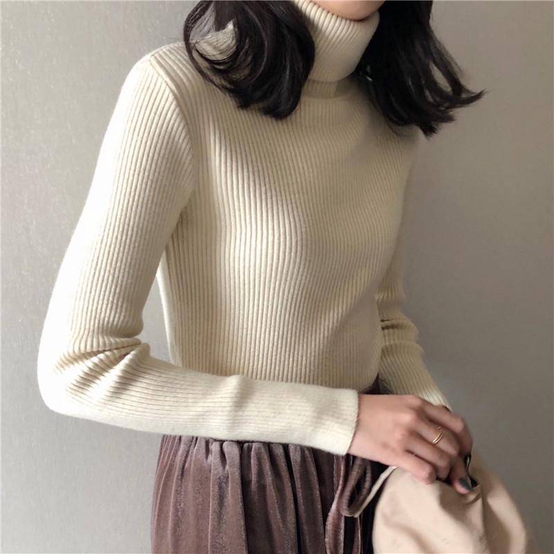Rollkragenpullover im koreanischen Stil: Schlank, Vielseitig, Winterbekleidung für Damen One Size von Joom DACH