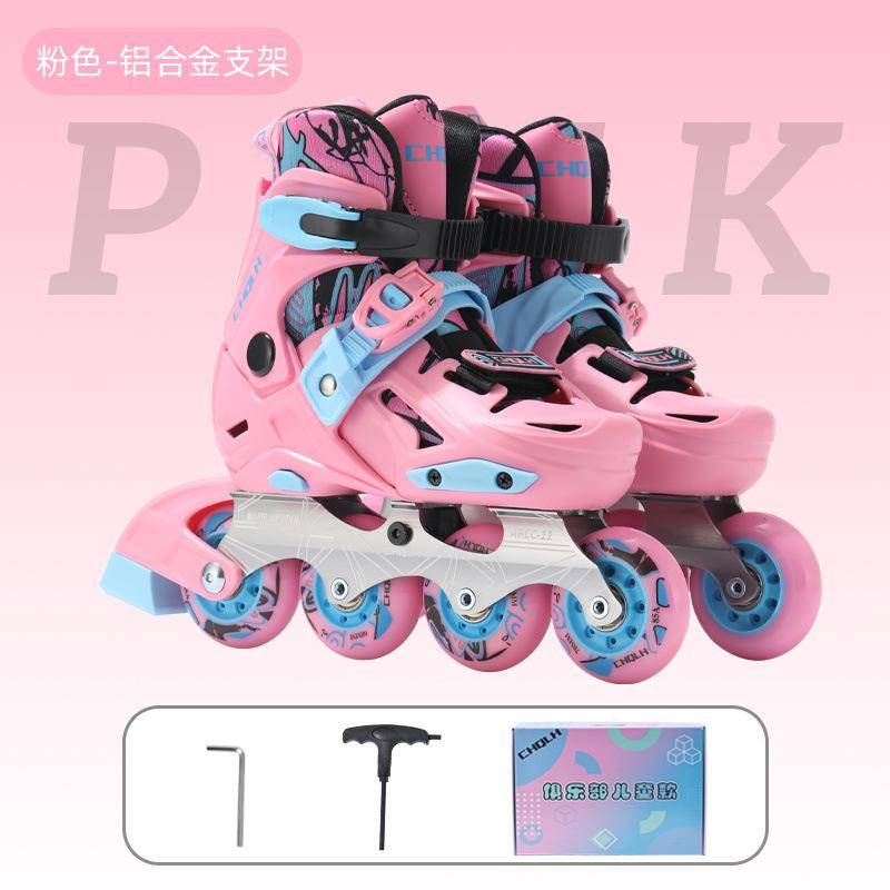 Rollschuhe Aluminiumlegierung Halterung Skates Kinder Primäre Auswahl Klasse Professionell Flache Blume Freizeit Quelle L (size 38-41) rosa von Joom DACH