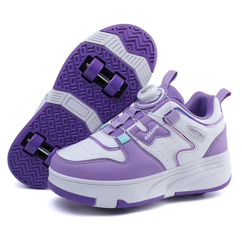 Rollschuhe für Jungen und Jugendliche, abnehmbare flache Schuhe mit vier Rädern, Rollschuhe für Mädchen, Turnschuhe für Frauen 36 violett von Joom DACH
