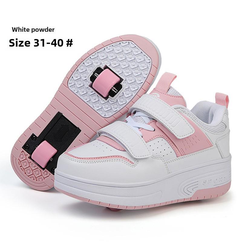 Rollschuhschuhe im neuen Stil: Kinder & Erwachsene, Jungen & Mädchen, Umwandelbare Laufschuhe mit Rollen 31 rosa von Joom DACH