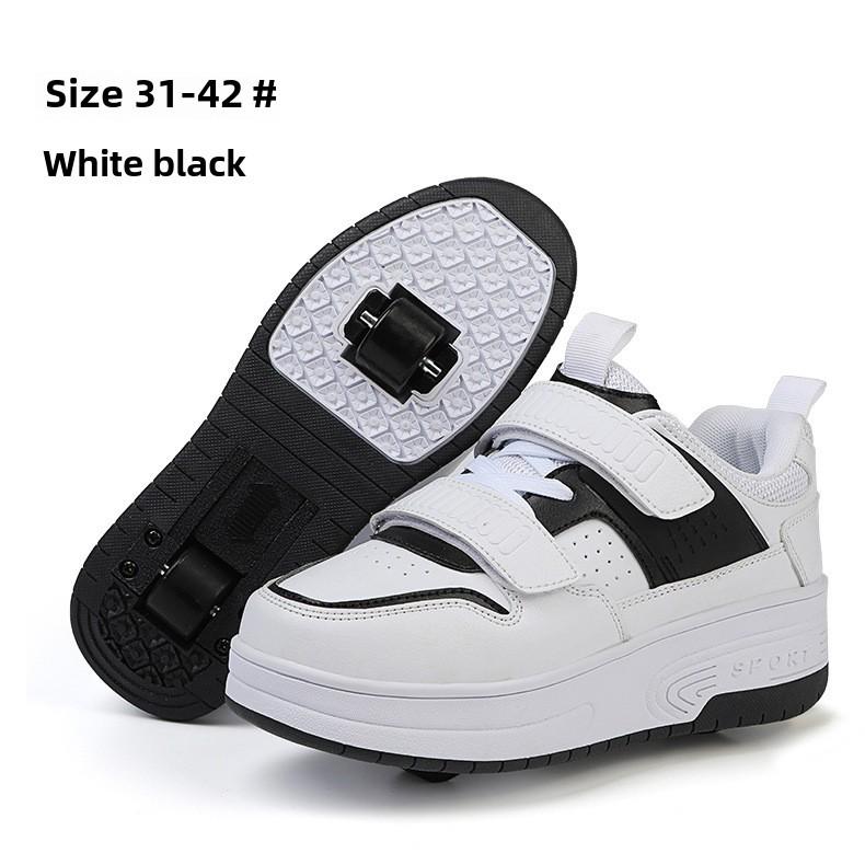 Rollschuhschuhe im neuen Stil: Kinder & Erwachsene, Jungen & Mädchen, Umwandelbare Laufschuhe mit Rollen 39 weiß/schwarz von Joom DACH