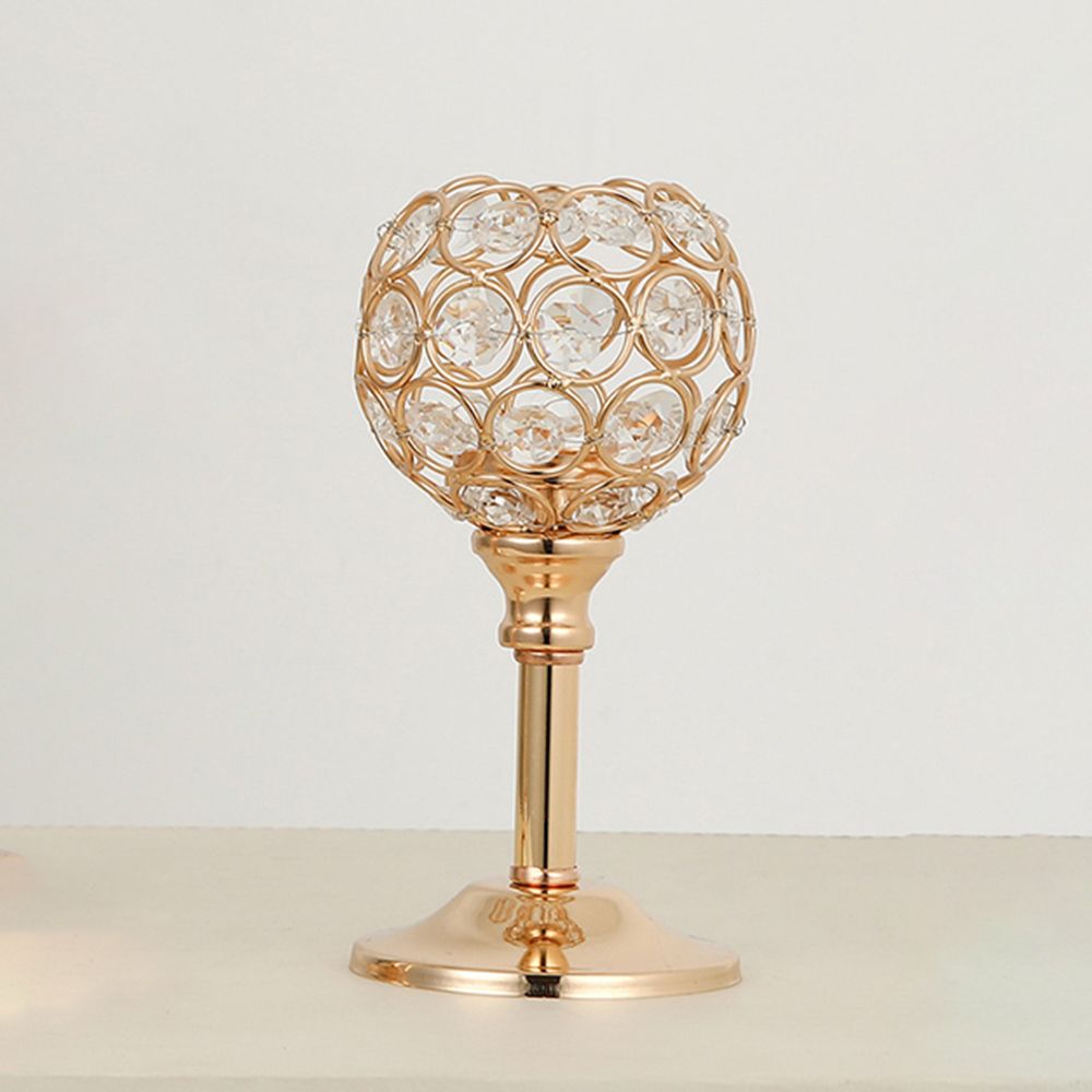 Romantische Dinnerparty-Zubehör Hochzeit Kirche Teelicht Kerzenständer Kerzenhalter Gold Kristallschale 8x17cm von Joom DACH