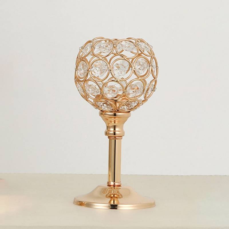 Romantische Dinnerparty-Zubehör Hochzeit Kirche Teelicht Kerzenständer Kerzenhalter Gold Kristallschale 8x17cm von Joom DACH