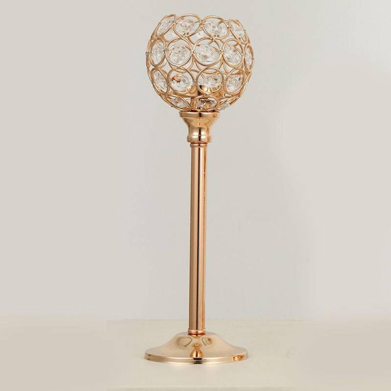 Romantische Dinnerparty-Zubehör Hochzeit Kirche Teelicht Kerzenständer Kerzenhalter Gold Kristallschale 8x27cm von Joom DACH