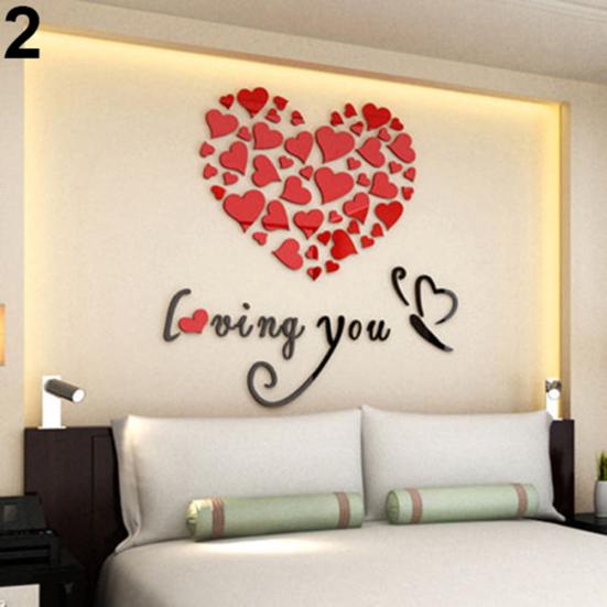 Romantische Liebe 3D Herz „Loving You“ Wandaufkleber, Dekor, DIY, Aufkleber, Zuhause, Büro, Geschenk rot von Joom DACH