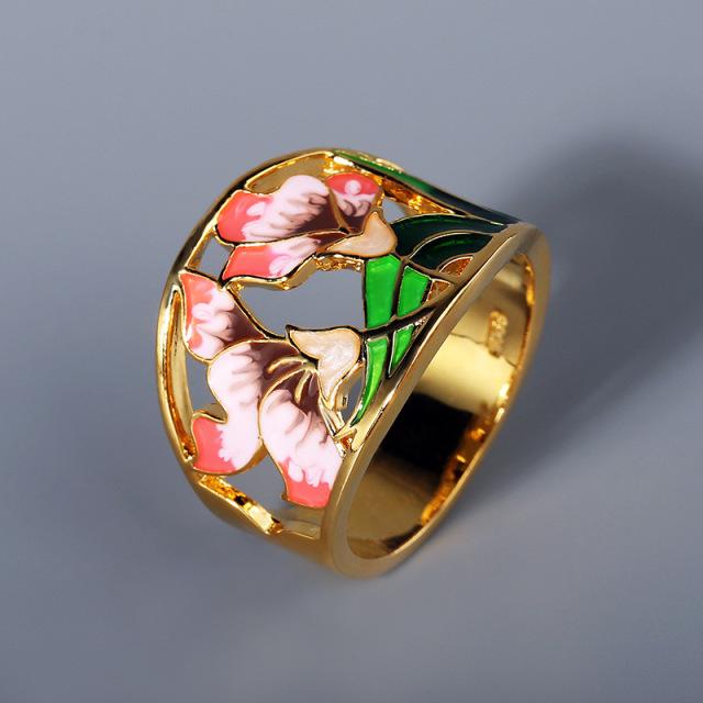 Romantischer zweifarbiger Emaille-Ring mit hohler Blume, Farbe: neuer Damenring aus 925er Silber, Verlobungsring, neuer Schmuck, Ringe für Frauen 8 weiß von Joom DACH