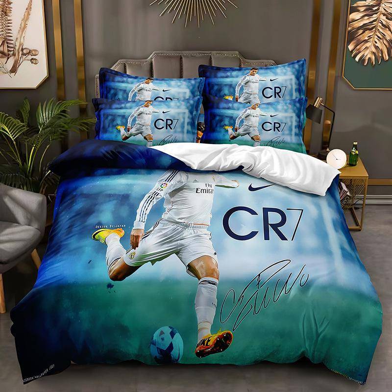 Ronaldo Messi 3D-Druck Fußballstar Bettbezug & Kissenbezug Set 140x200cm von Joom DACH