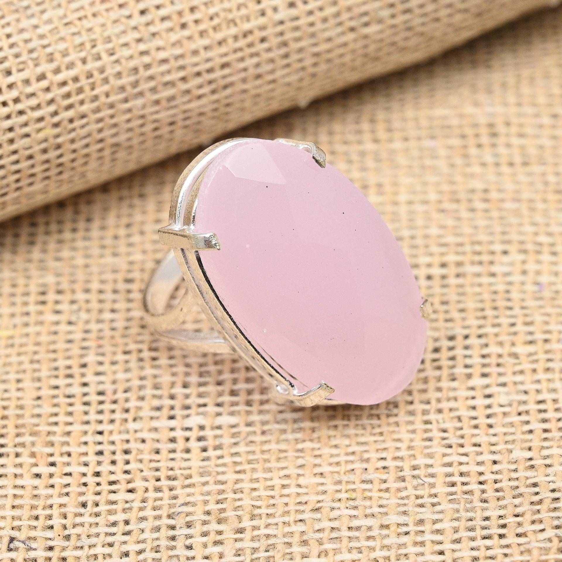 Rosa Chalcedon Edelstein handgefertigter Schmuck 925 Sterling Silber Ring für Frauen 6.5 rosa von Joom DACH