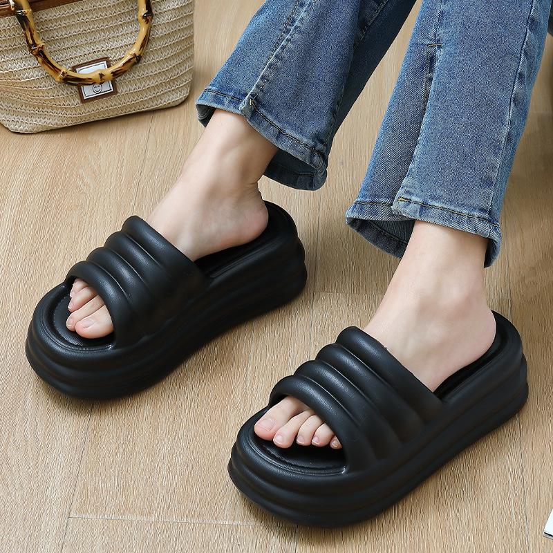 Rosa Klobige Plateau-Slipper Damen Sommer Dicke Sohle Keilabsatz Sandalen für Frau Rutschfest Outdoor Flip Flops 40-41 schwarz von Joom DACH