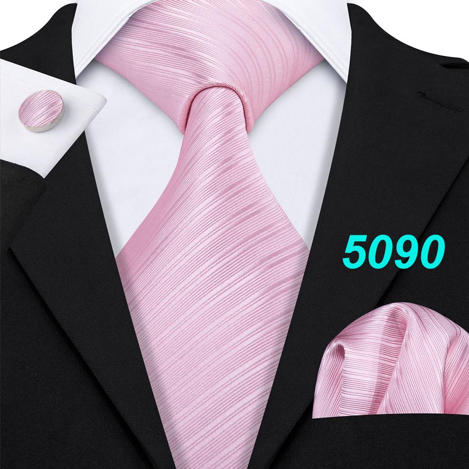 Rosa Krawatte für Herren, Hochzeit, Seidenkrawatte, Einstecktuch, Manschettenknöpfe, einfarbig, foral, gestreift, formelles Set N-5090 von Joom DACH