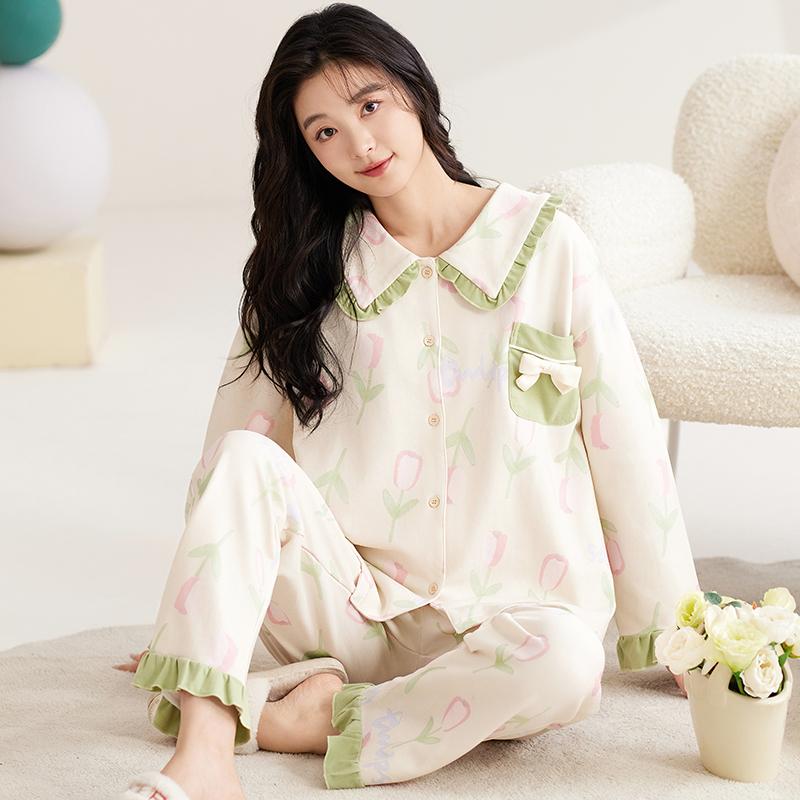 Rosa Niedliches Bären Pyjama Set Damen Langarm Lange Hose Herbst Winter Kawaii Nachtwäsche Weicher Pyjama Mädchen Pijamas Gemütliche Baumwoll Pj 2XL von Joom DACH