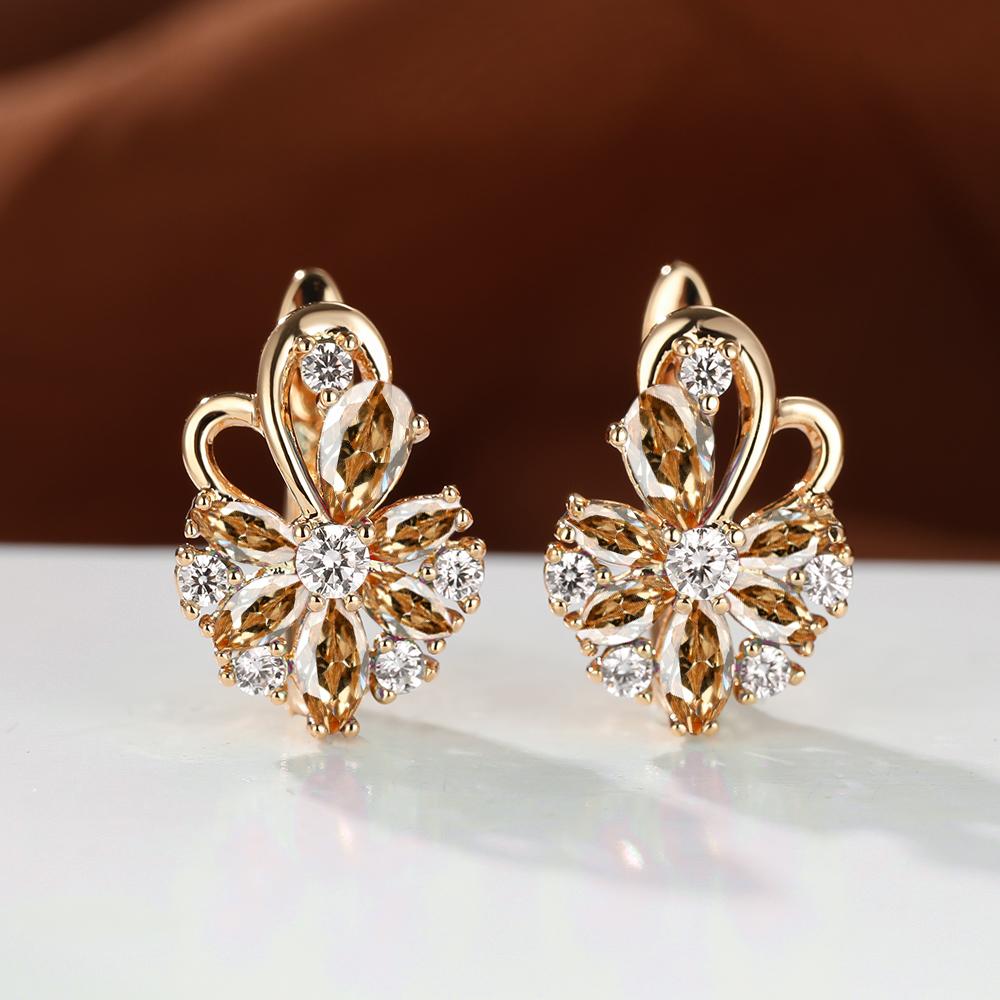 Roségoldfarbene Hochzeits-Ohrringe für Frauen, Schmetterlings-Blumen-Ohrringe, Regenbogen-Mehrfarben-Creolen champagner von Joom DACH