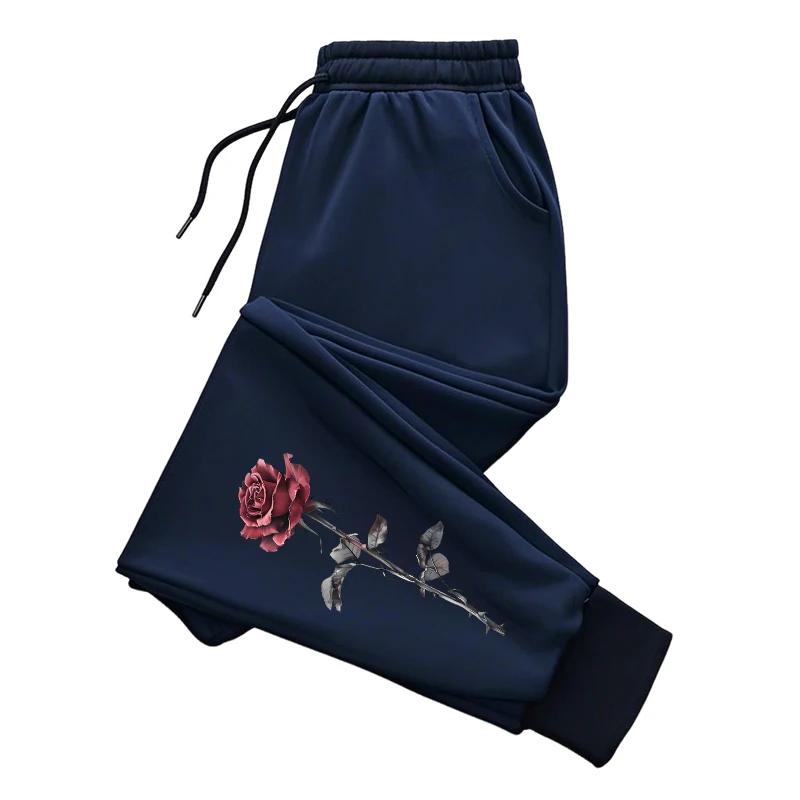 Rosenbedruckte Sweatpants für Damen Ganzjährig Täglich Lässig Sportlich Jogginghose Damen Outdoor Fitness Yoga Vielseitige Hose M von Joom DACH