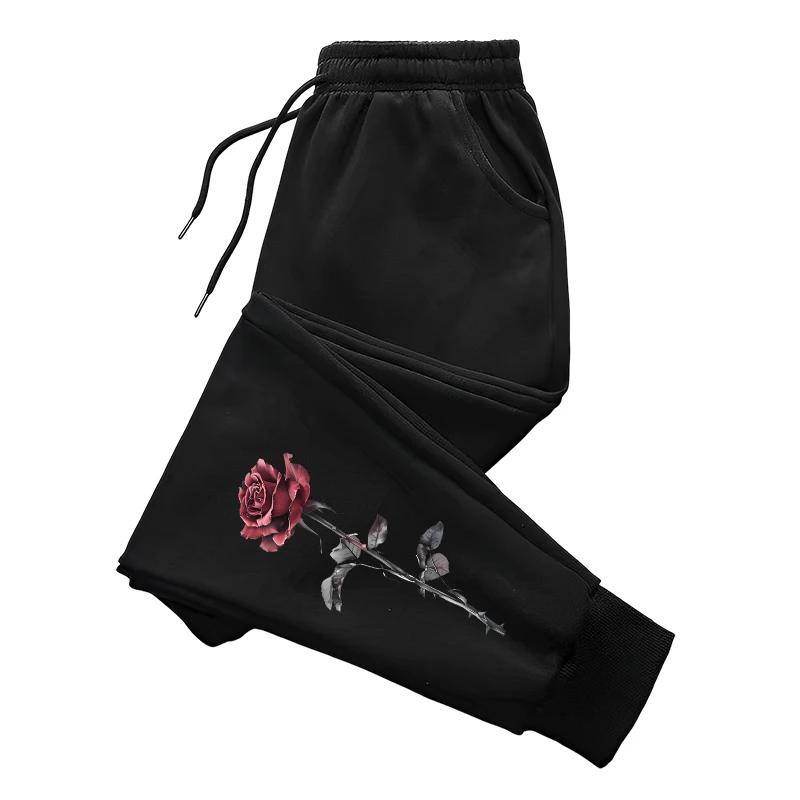 Rosenbedruckte Sweatpants für Damen Ganzjährig Täglich Lässig Sportlich Jogginghose Damen Outdoor Fitness Yoga Vielseitige Hose M von Joom DACH