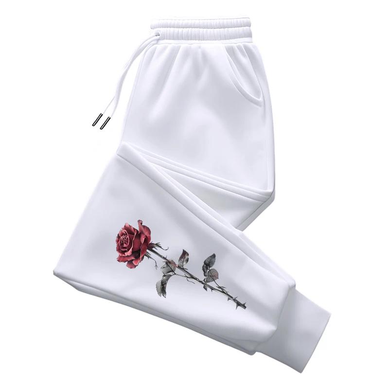 Rosenbedruckte Sweatpants für Damen Ganzjährig Täglich Lässig Sportlich Jogginghose Damen Outdoor Fitness Yoga Vielseitige Hose XL von Joom DACH