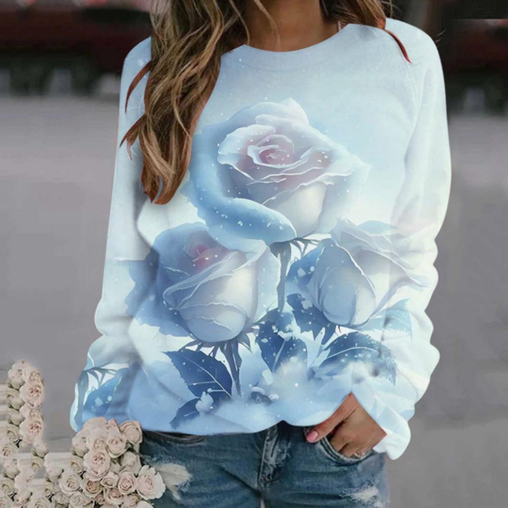 Rosenblüten-Sweatshirts mit Blumenmuster, 3D-Druck, Herbst-Winter, Damen-Hoodies, langärmelig, Y2k, übergroße Pullover, Tops, Damenkleidung 2XL von Joom DACH
