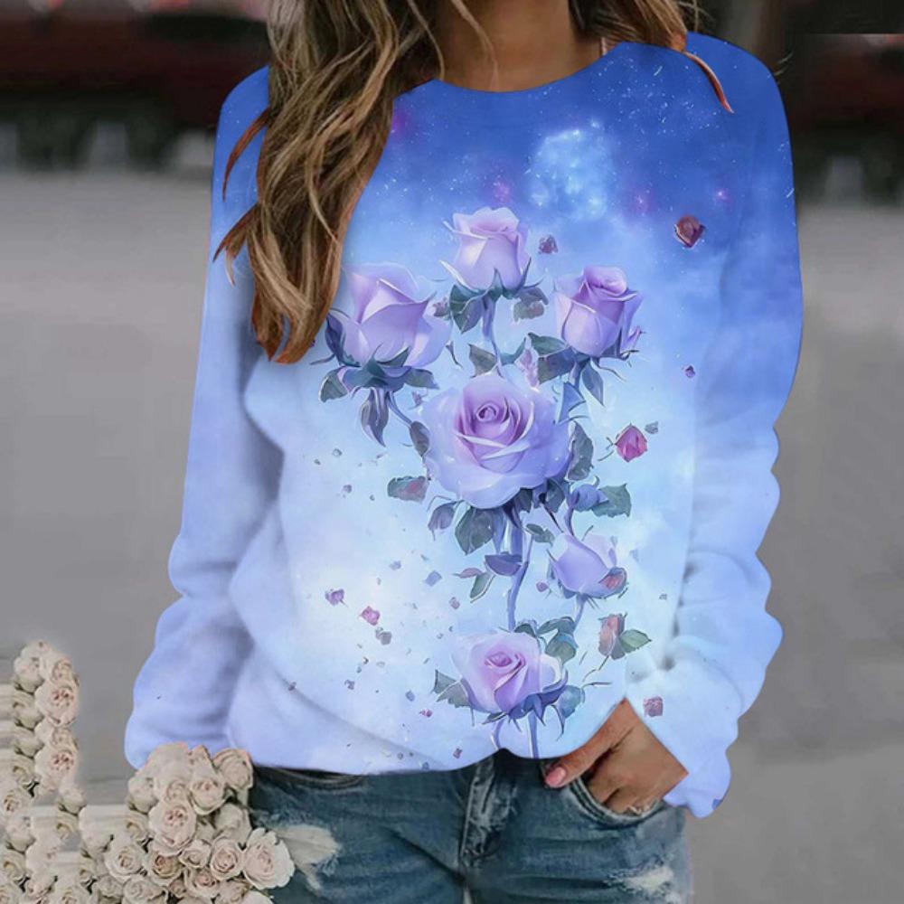 Rosenblüten-Sweatshirts mit Blumenmuster, 3D-Druck, Herbst-Winter, Damen-Hoodies, langärmelig, Y2k, übergroße Pullover, Tops, Damenkleidung 8XL von Joom DACH