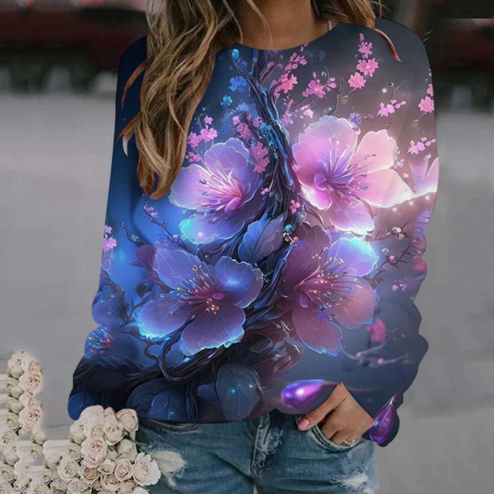 Rosenblüten-Sweatshirts mit Blumenmuster, 3D-Druck, Herbst-Winter, Damen-Hoodies, langärmelig, Y2k, übergroße Pullover, Tops, Damenkleidung S von Joom DACH