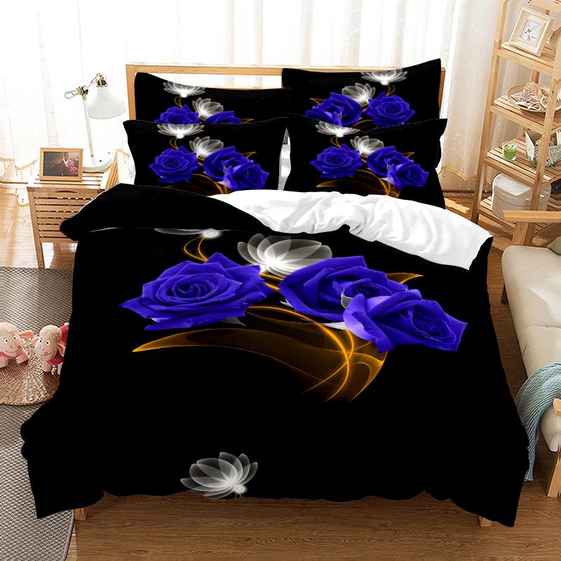Rosengarten-Bettwäscheset Bettbezug-Set 3D-Bettwäsche Digitaldruck Bettwäsche Queen-Size-Bettset Modedesign US Full(200x230cm) von Joom DACH