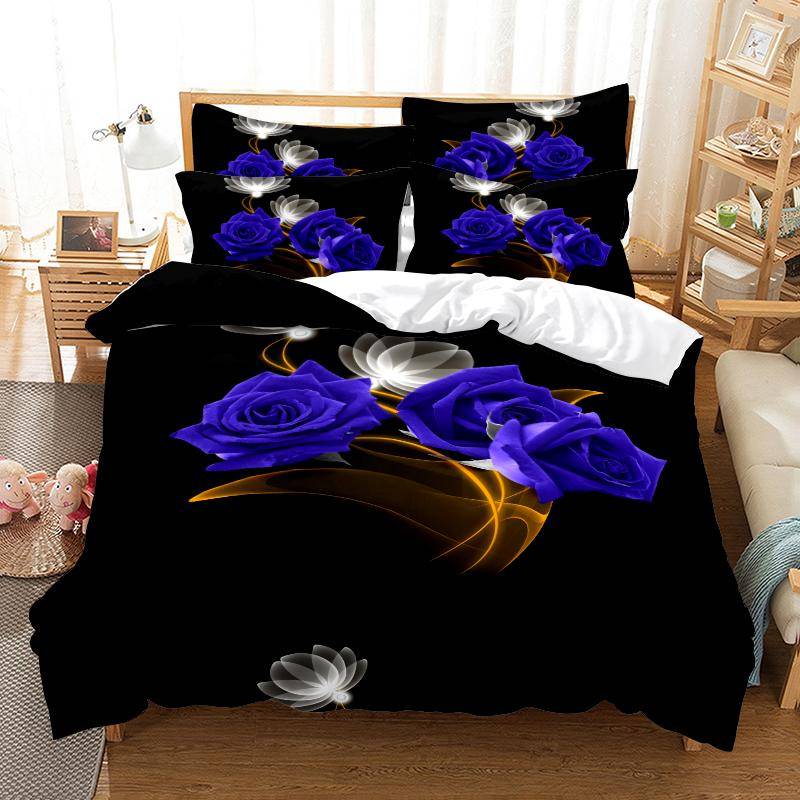 Rosengarten-Bettwäscheset Bettbezug-Set 3D-Bettwäsche Digitaldruck Bettwäsche Queen-Size-Bettset Modedesign US Full(200x230cm) von Joom DACH
