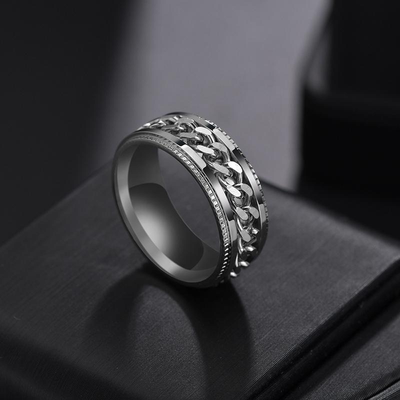 RotateTitanium Edelstahl Kette Spinner Ring für Männer Punk Cool Blau Gold Schwarz Rock Ringe Paar Schmuck Geschenk Ringe Zubehör 13 silber von Joom DACH