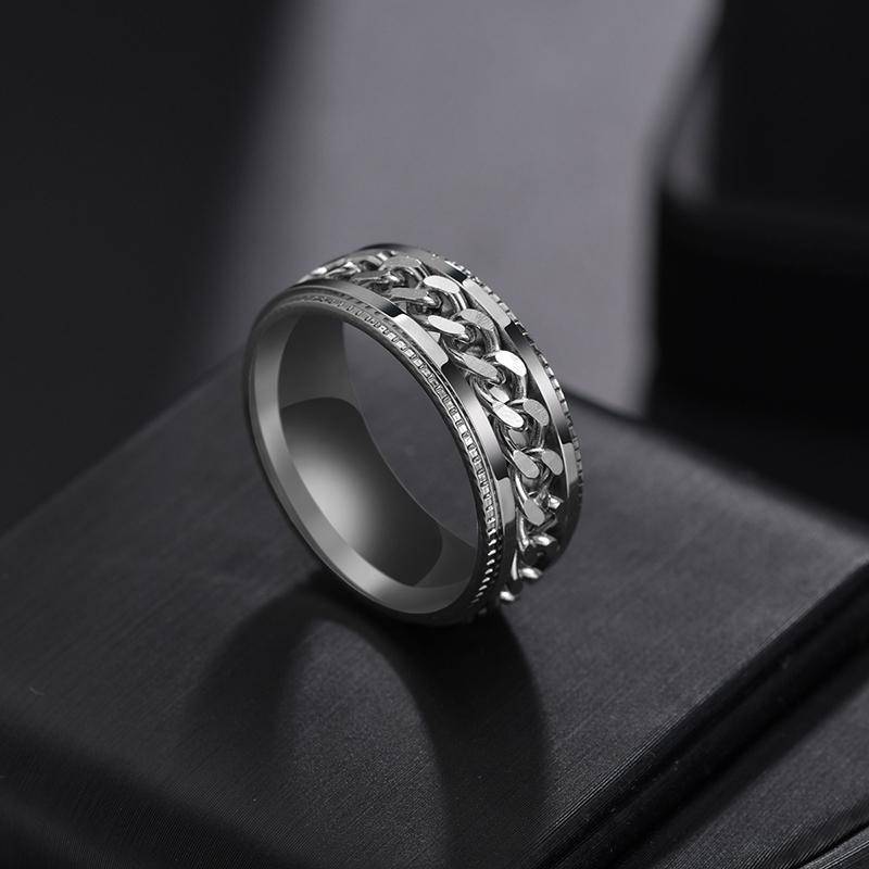 RotateTitanium Edelstahl Kette Spinner Ring für Männer Punk Cool Blau Gold Schwarz Rock Ringe Paar Schmuck Geschenk Ringe Zubehör 13 silber von Joom DACH