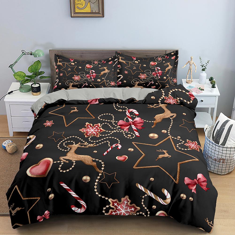 Rote Frohe Weihnachten König Königin Bettbezug Kinder Weihnachten Quiltbezug Weihnachtsmann Bettwäscheset 1/2 Stück Mikrofaser Bettdeckenbezug EU single(135x200cm) von Joom DACH