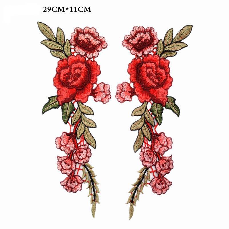 Rote Rose Blumen-Patch zum Aufnähen, Stoffabzeichen, bestickte Blumenapplikation, dekorative Patches, Scrapbooking von Joom DACH