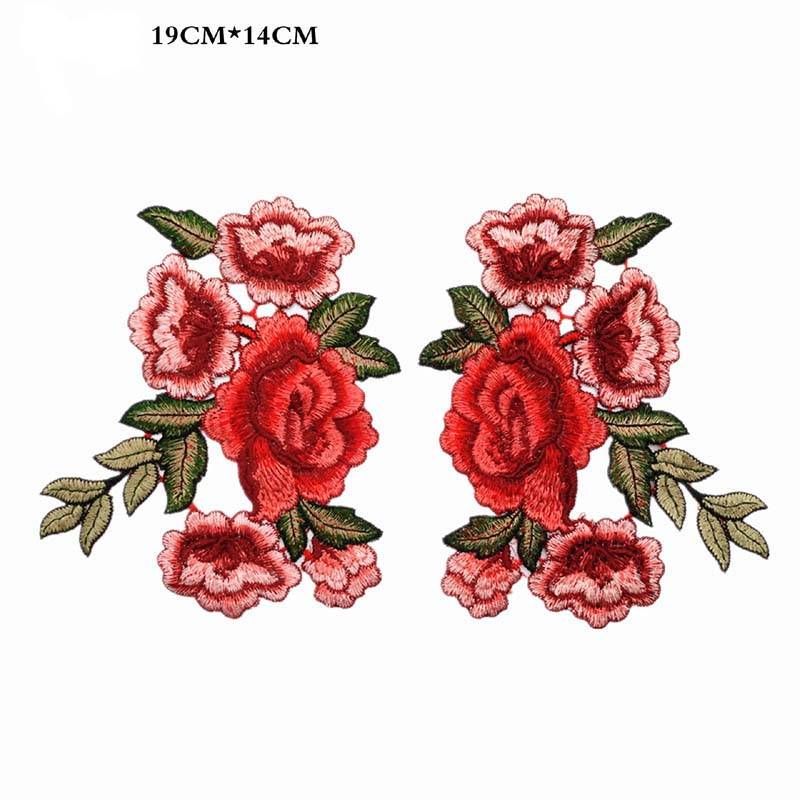 Rote Rose Blumen-Patch zum Aufnähen, Stoffabzeichen, bestickte Blumenapplikation, dekorative Patches, Scrapbooking von Joom DACH
