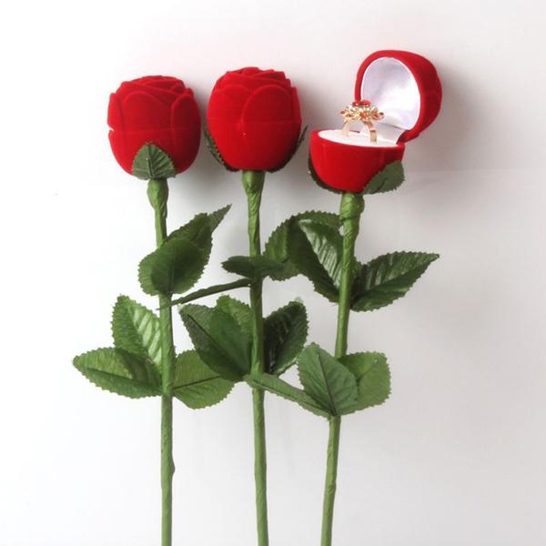Rote Rose Schmuckschatulle Ehering Ohrringe Aufbewahrung Display Halter Geschenkbox Rote Rose Schmuckschatulle Ehering Ohrringe Aufbewahrung Display Halter Geschenkbox von Joom DACH