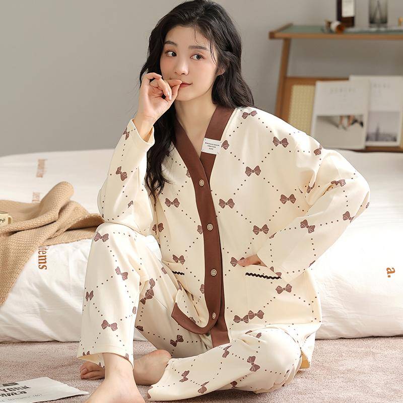 Rote Schwalbe Gird Pyjama Set Damen Lange Ärmel Lange Hosen Herbst Winter Süße Pyjamas Mädchen Pijamas Weiche Niedliche Nachtwäsche Gemütliche Pjs 2XL von Joom DACH