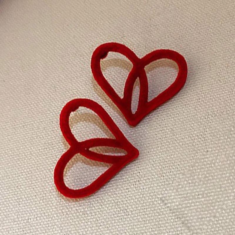 Roter Bogen-Tropfen-Ohrring für Frauen, Temperament, Herz, Beflockung, Schleife, Ohrring, Mädchen, Neujahr, Festival, Schmuck von Joom DACH
