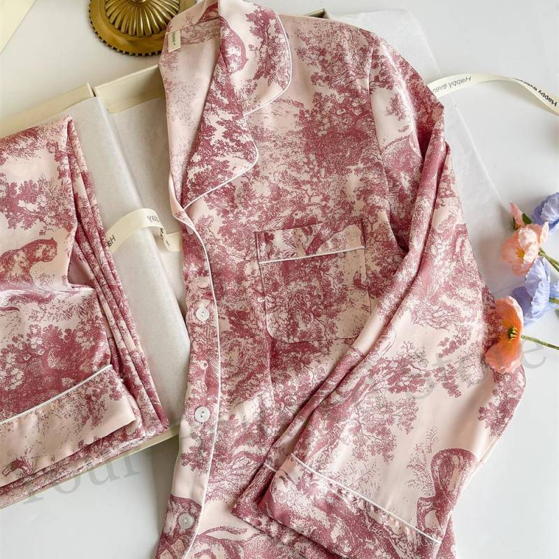 Roter Print Pyjama Set Langarm Pyjama Damen Loungewear Hauskleidung Weicher Viskose Pyjama 2-teiliges Set Nachtwäsche Damen Loungewear XL rot von Joom DACH