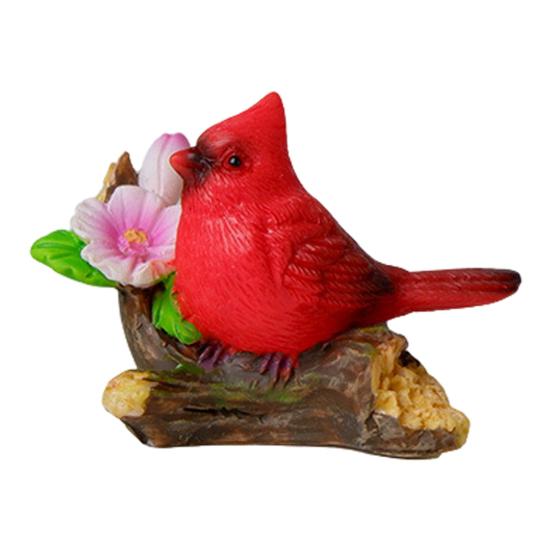 Roter Vogel Figur Harz Miniatur Roter Vogel Ornament Dekorative Rote Vögel auf Ast sitzend Statue für Schreibtisch Moos Mikro-Landschaft Garten Zaun B von Joom DACH