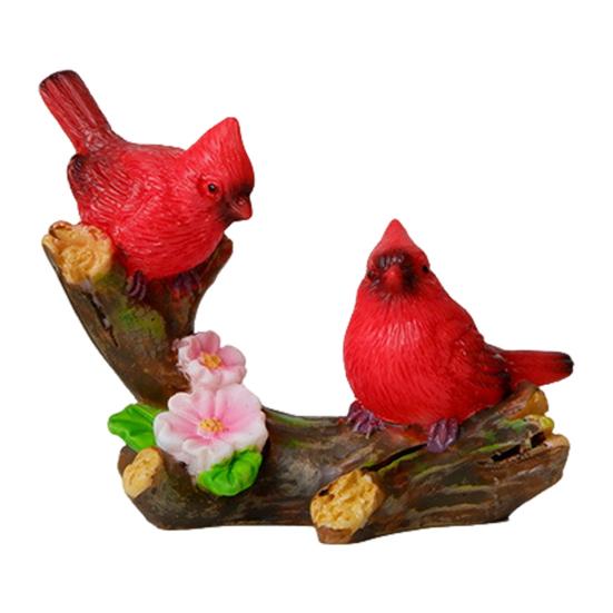 Roter Vogel Figur Harz Miniatur Roter Vogel Ornament Dekorative Rote Vögel auf Ast sitzend Statue für Schreibtisch Moos Mikro-Landschaft Garten Zaun C von Joom DACH