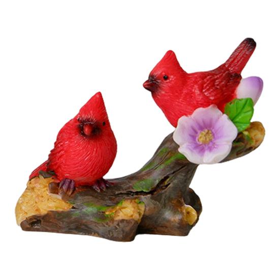 Roter Vogel Figur Harz Miniatur Roter Vogel Ornament Dekorative Rote Vögel auf Ast sitzend Statue für Schreibtisch Moos Mikro-Landschaft Garten Zaun D von Joom DACH