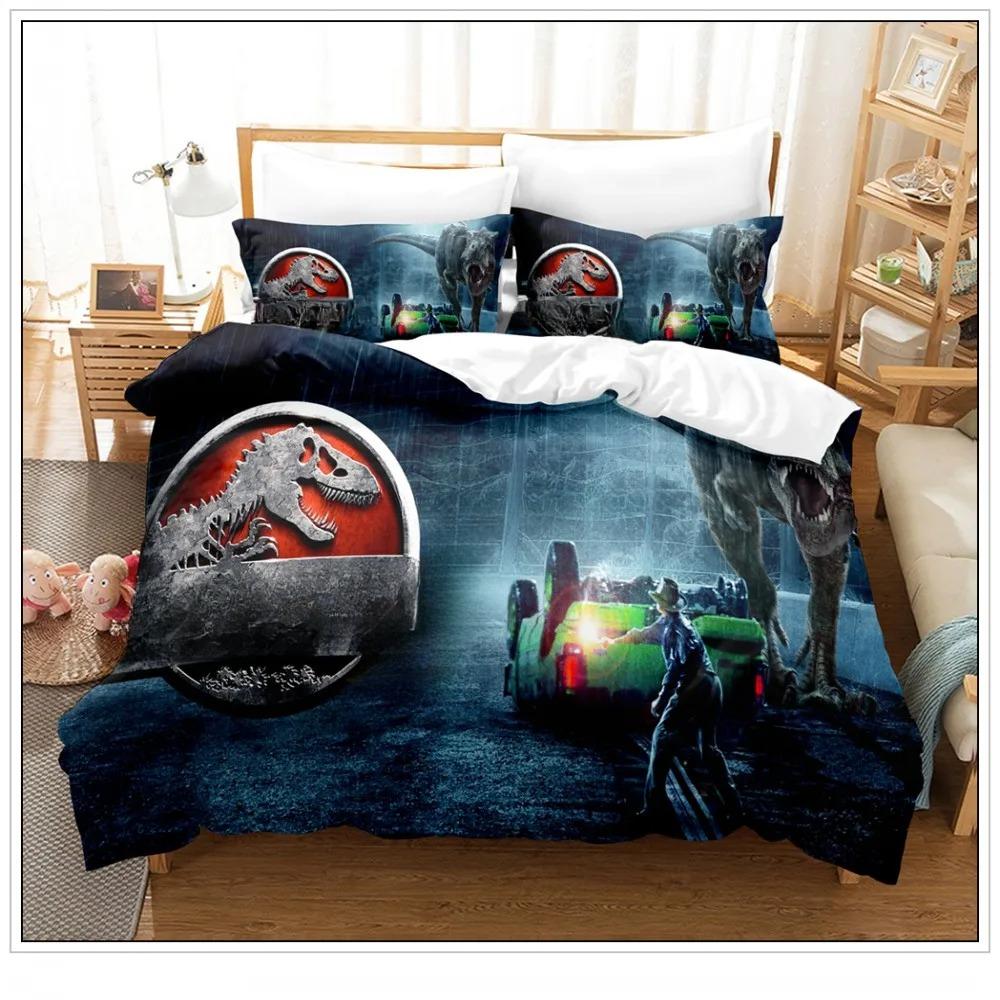 Rotes Bettwäsche-Set Cartoon Heimtextilien Für Kinder Bettset Bettbezug Schlafzimmer-Set Queen Dinosaurier 2/3-teilig Mikrofaser-Bettbezug 135x200cm von Joom DACH