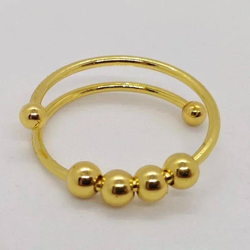Rotierende Perlenringe aus Edelstahl, Anti-Angst-Ring, verstellbare rotierende Anti-Stress-Ringe für Frauen und Männer, Modeschmuck, Geschenk gold von Joom DACH