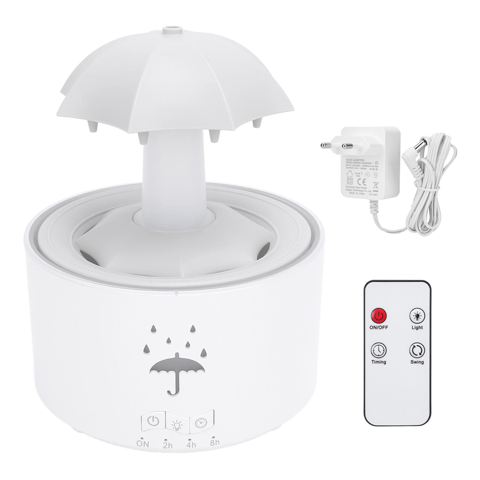 Rotierender Regenschirm Luftbefeuchter 300ML Wassertropfeneffekt Aromatherapie Ätherisches Öl Diffusor mit 7 LEDs weiß von Joom DACH