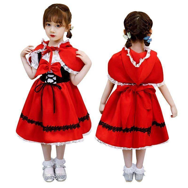 Rotkäppchen Cosplay Kostüm für Kinder Kleid Halloween Karneval Fantasia Party Mädchen Kostüm Kinder Party 110 von Joom DACH