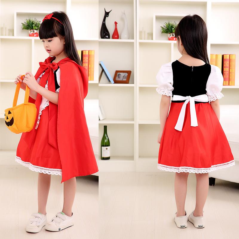 Rotkäppchen Cosplay Kostüm für Kinder Kleid Halloween Karneval Fantasia Party Mädchen Kostüm Kinder Party 130 von Joom DACH