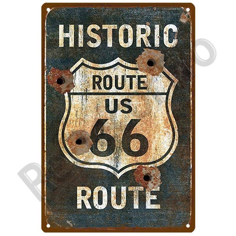 Route 66 Retro Dekorative Haus Metall Zeichen Platte Poster Auf Die Wand Blechschild Vintage Poster Dekor Wand Kunst Raum Dekoration 20 x 30cm von Joom DACH
