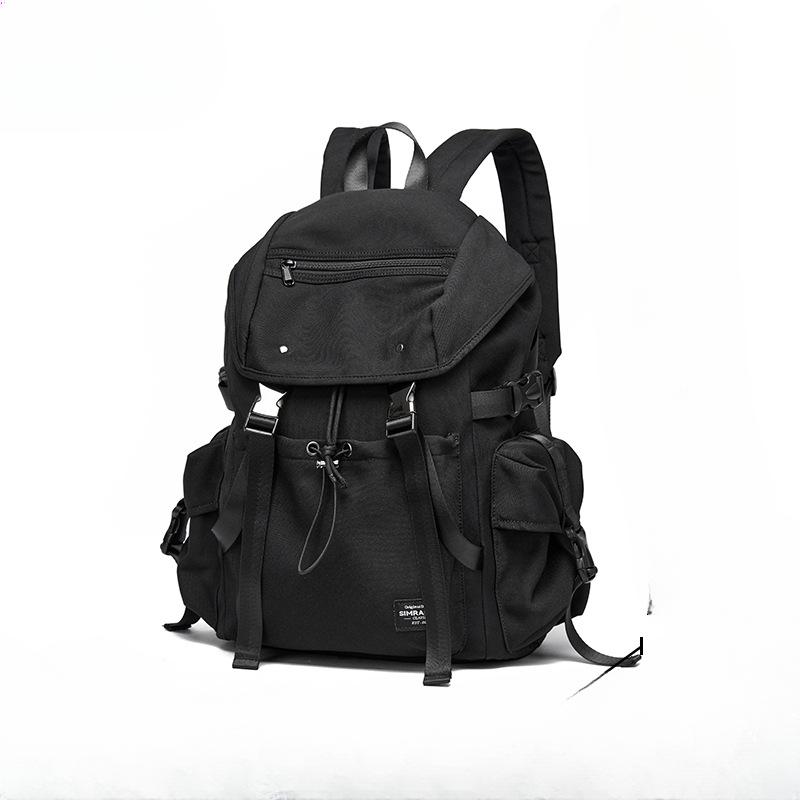 Rucksack, Herren Multifunktionaler Kordelzug Studenten Schultasche, Überschlag Druckknopf Rucksack, Modische Wasserdichte Computertasche He is a size 16. schwarz von Joom DACH