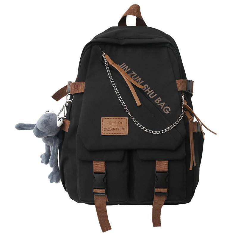 Rucksack Damen Große Kapazität Rucksack Junior High School Student Schultasche Multifunktionsrucksack Männer schwarz von Joom DACH