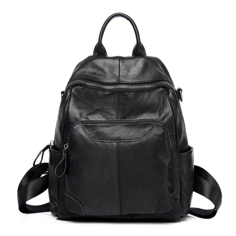 Rucksack Damen Leder Damentasche Mode Vintage Rindsleder Damenrucksack Schultasche schwarz von Joom DACH