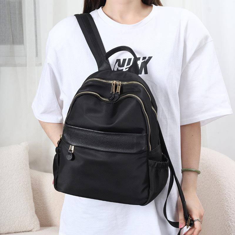Rucksack Damen Mode Oxford-Gewebe mit Leder Damen Pendeln Reisen Canvas Leichter Rucksack schwarz von Joom DACH