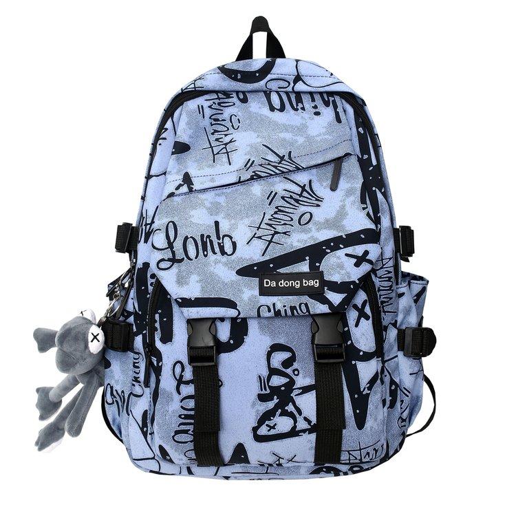 Rucksack Herren Hochleistungs-Graffiti-Rucksack Lässige Studentenschultasche blau von Joom DACH