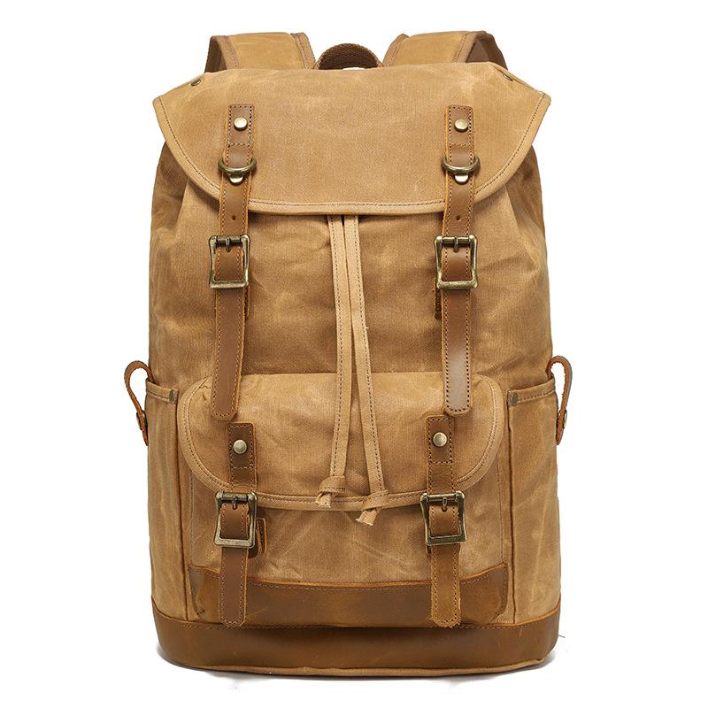 Rucksack Herren und Damen Outdoor-Sport Wandertasche Reiserucksack Schultasche Tasche Canvas khaki von Joom DACH