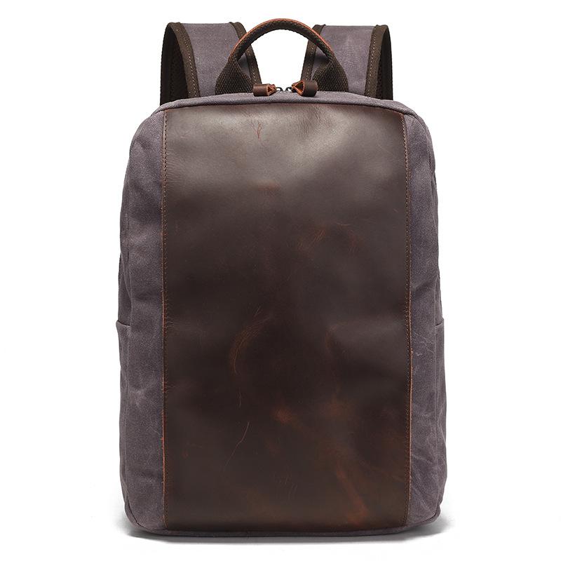 Rucksack Herren- und Damenrucksäcke Outdoor-Sport-Reisetasche Gewachste Leinwand Wasserdichte Reise-Computertasche graue von Joom DACH